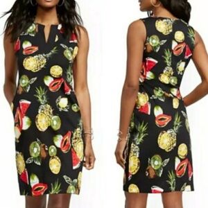 New York & Company Black Fruit Print Mini Dress. L
